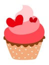 Layered Pink Cream Cupcake with Red Heart Topping Royalty Free Stock Photo